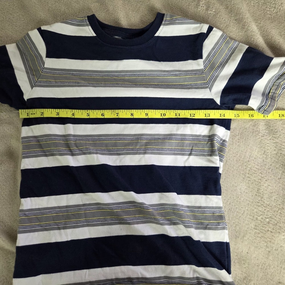 Wonder Nation Shirt Kids Size M White Striped Crew Neck Short Sleeve Tee Top - Picture 4 of 6